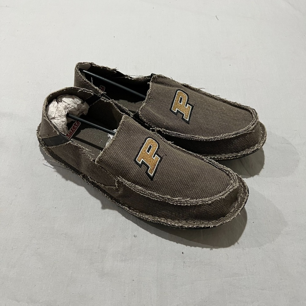 Cruzerz Team Sport Mens Grey Purdue University Logo Slip On Loafer Shoes Size 12
